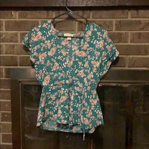 Deep V floral shirt